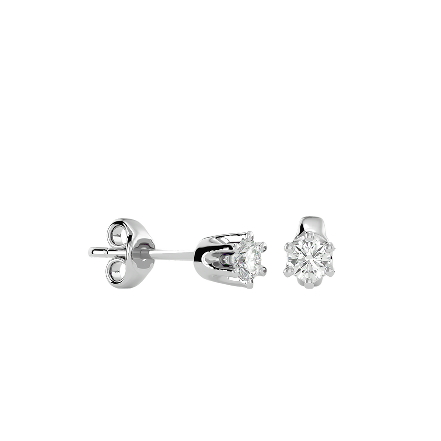 BORDEAUX silver solitaire diamond earrings