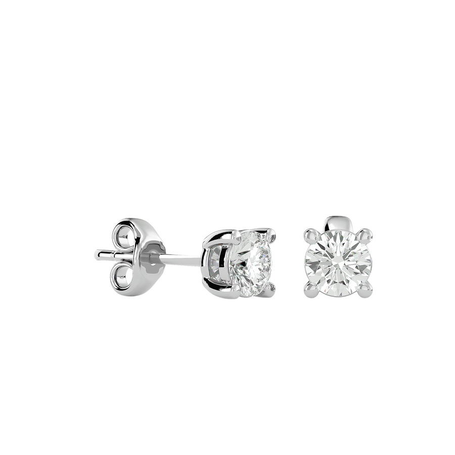 Silver LILLE Solitaire Diamond Earrings